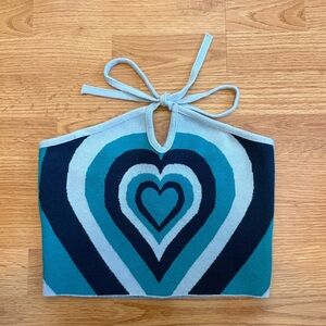 Heart Design Keyhole Knit Top